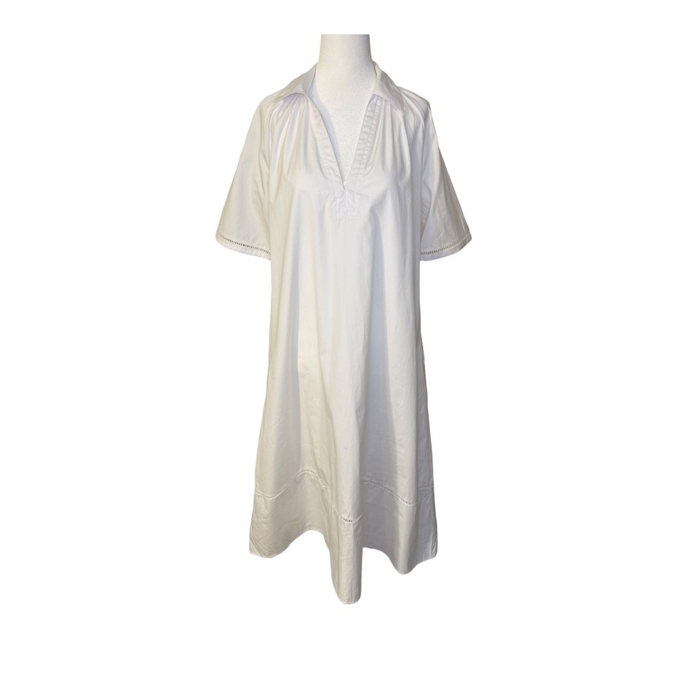 Madewell White V-Neck High-Low Midi Dress - Picture 2 of 8